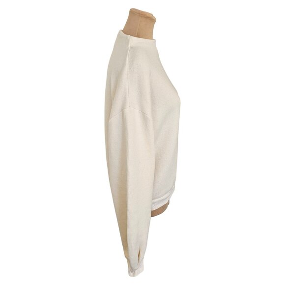 Ba&sh White Cream Cropped Sweater w/ Gold Zip Neckline - Picture 4 of 9